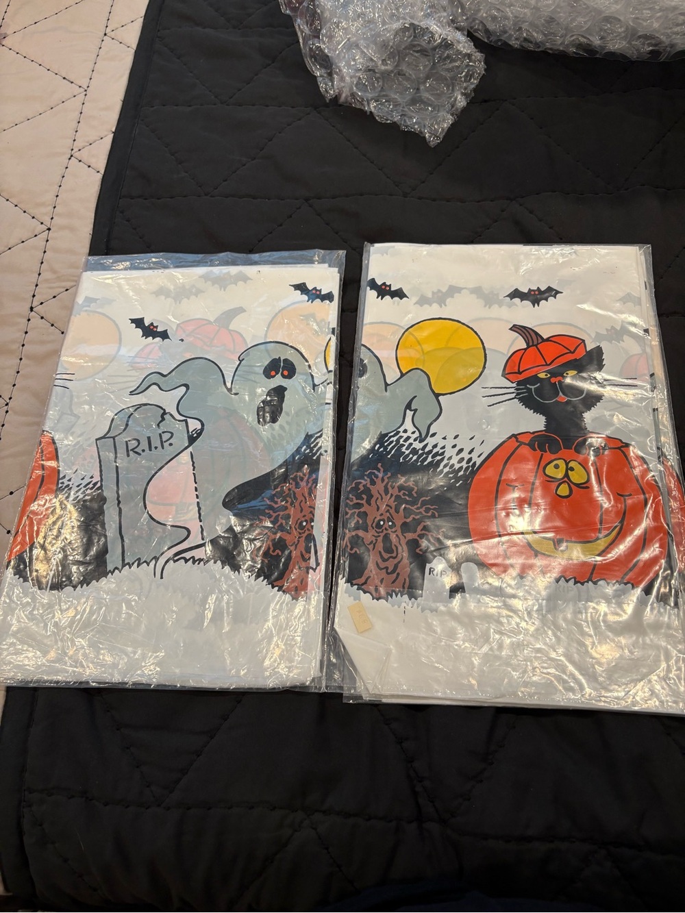 Set of 3 Vintage Halloween Plastic Table Cloths 52 x 70 New Old Stock 90’s